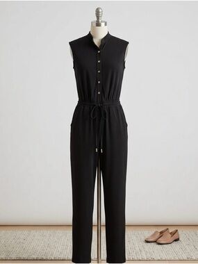 Calvin Klein Sleeveless Black Drawstring Jumpsuit - Classic Comfort